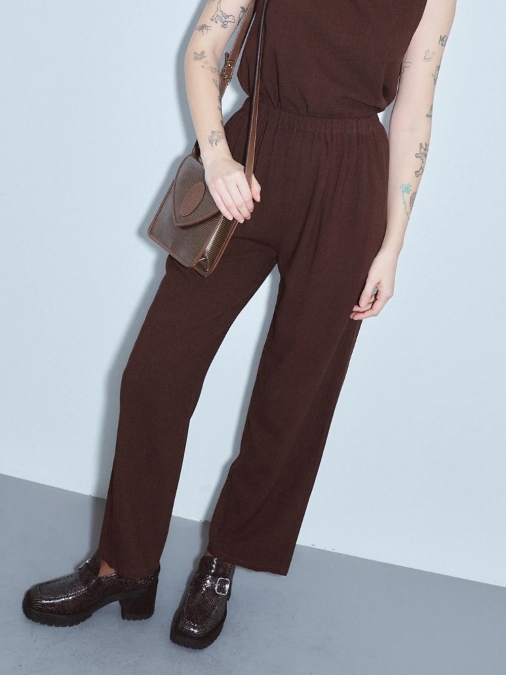 Fashion Brand Company Soft Linen Lazy Pants Brown Size XS